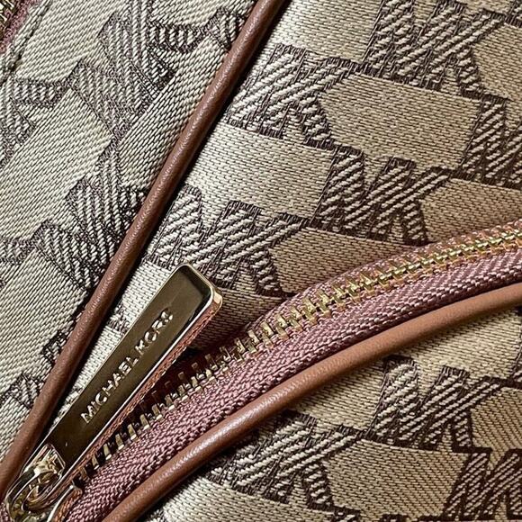 Michael Kors  Backpack canvas leather Tan mk all over versatile carry all main image 5